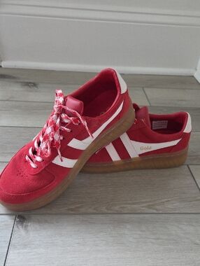 Gola Women's Red Suede Sneakers with Gum Sole